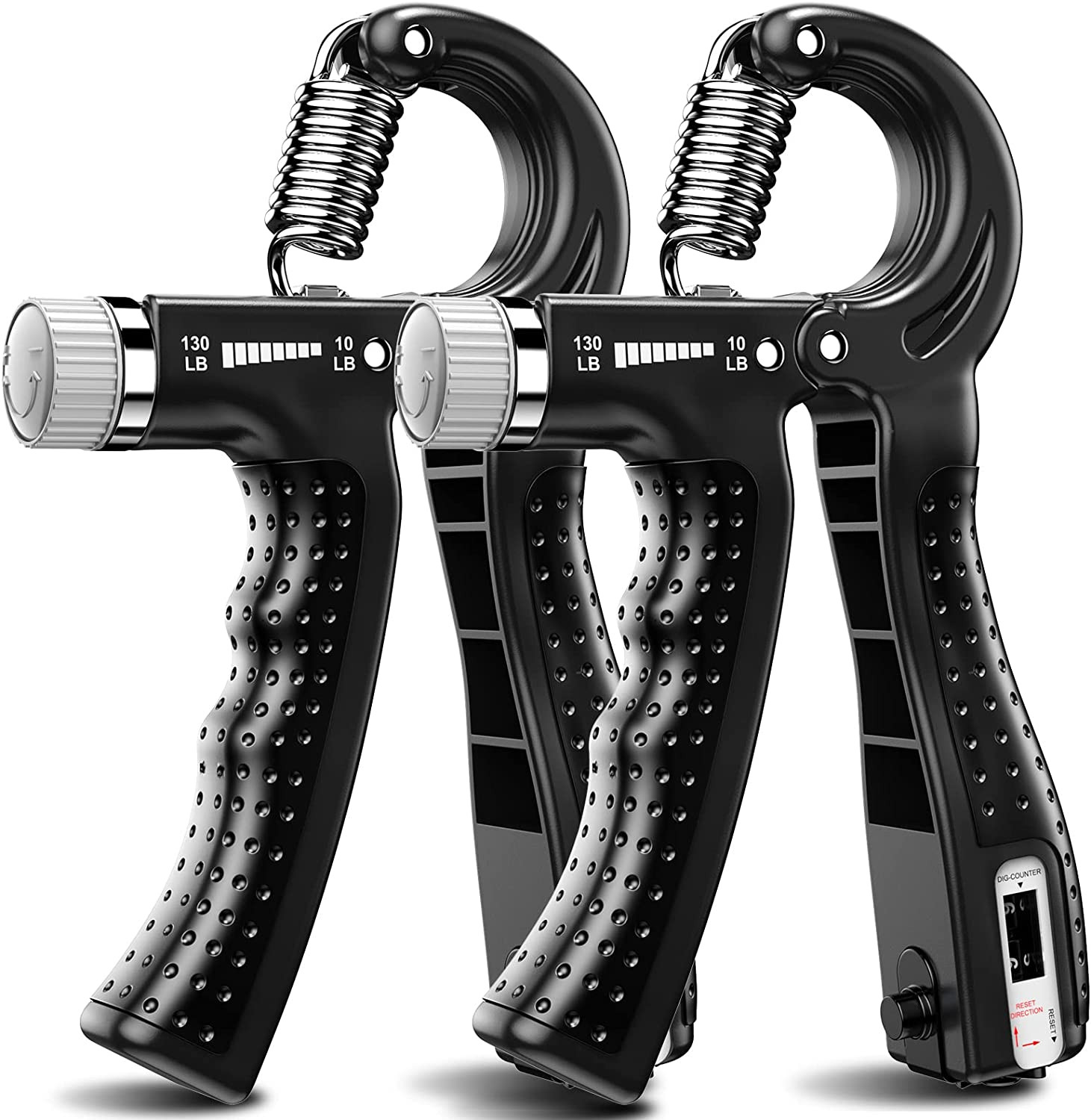 Hand Grip Strengthener 2 Pack Adjustable Resistance 10-130 Lbs Forearm Exerciser