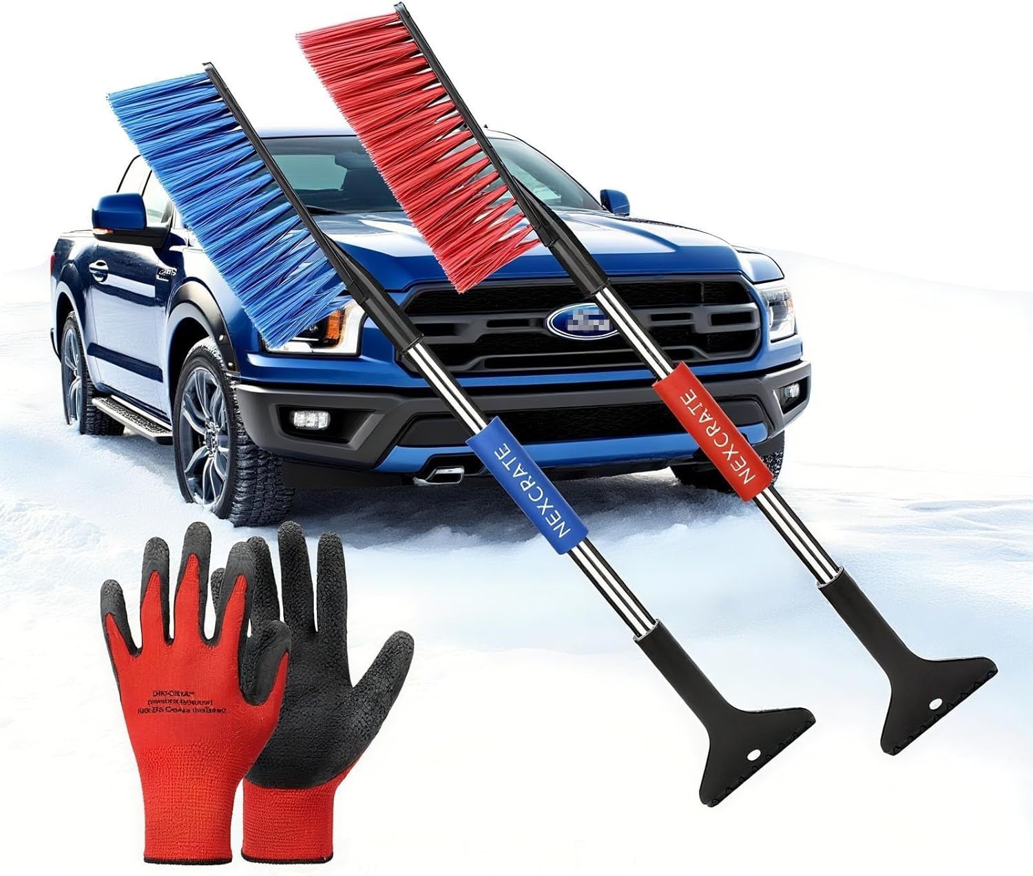 24" Snow Brush and Ice Scraper for Car Windshield, a Detachable and Portable Sno