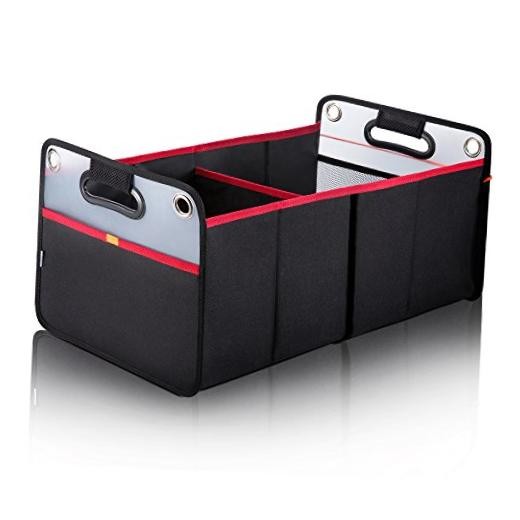 Car Trunk Organizer, Collapsible Auto Trunk X-Large Rectangular Black/Red