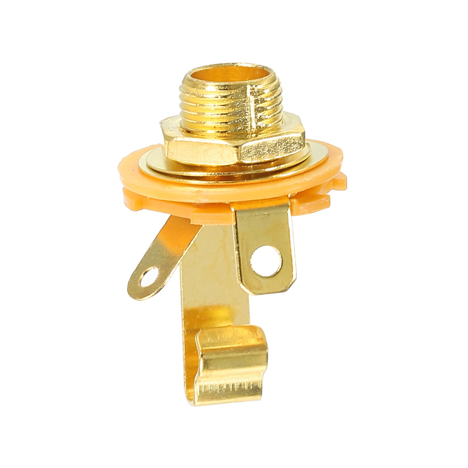 Guitar Input Jack 1/4" Stereo Jack Mono Panel Mount Socket Gold 1Pcs