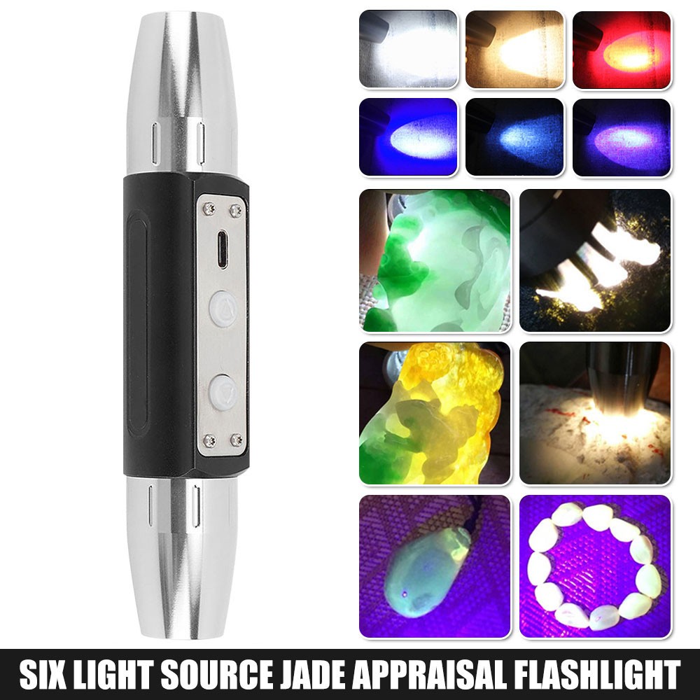 Professional Gemstone Identification Light 6 in1 LED Flashlight Gemologist Tool