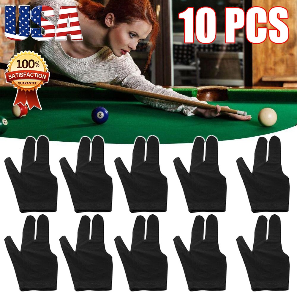 10x Sports Billiard Gloves Soft 3-finger Billiard Cue Gloves Non-slip Left Hand