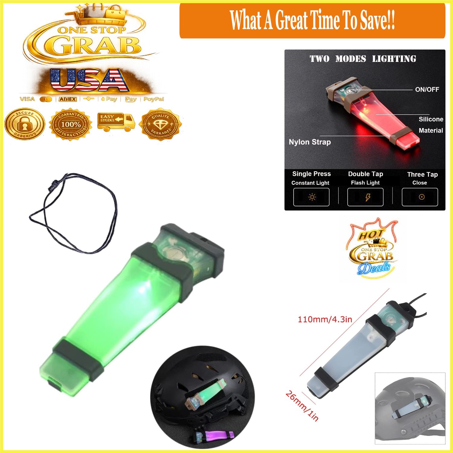 Waterproof Helmet Signal Light LED Flashing Safety Marker for Outdoor Sports