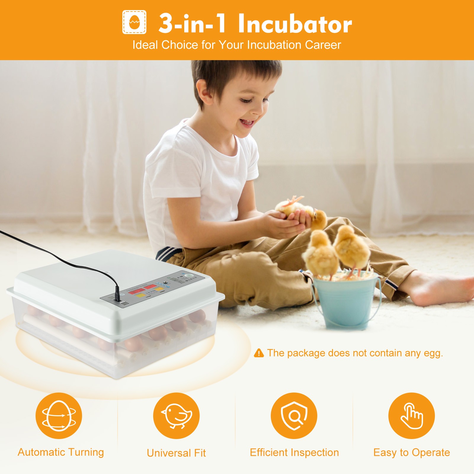 Egg Incubator 64 Eggs Fully Digital Automatic Hatcher Fits Hatching Chicken Farm