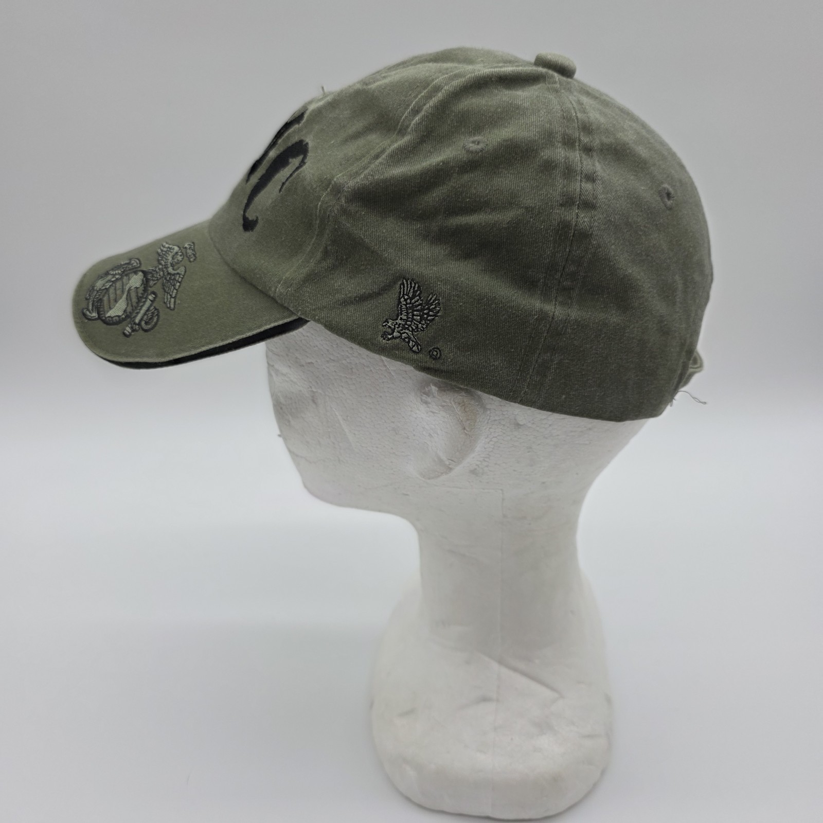 USMC Hat Olive Drab US Marine Corps Eagle Globe Strapback Cap