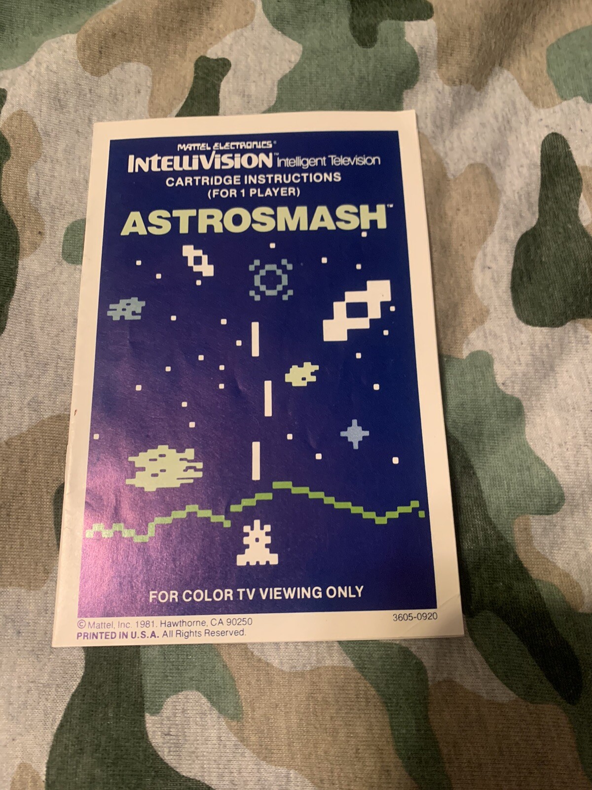 Astrosmash Intellivision MANUAL ONLY Original