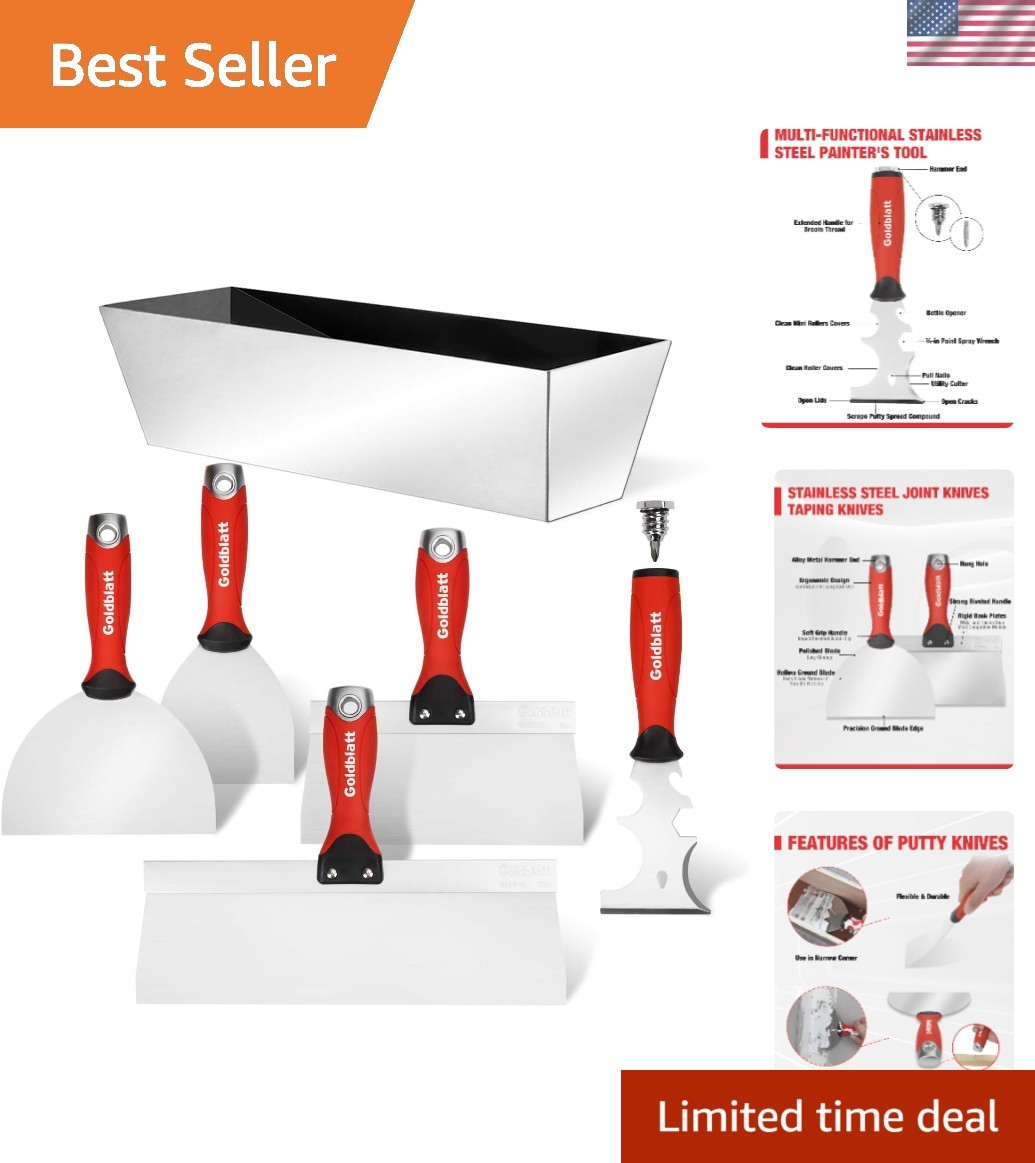 Versatile 14-in-1 Drywall Tool Kit - Includes Joint Knives, Scrapers & Mud Pan