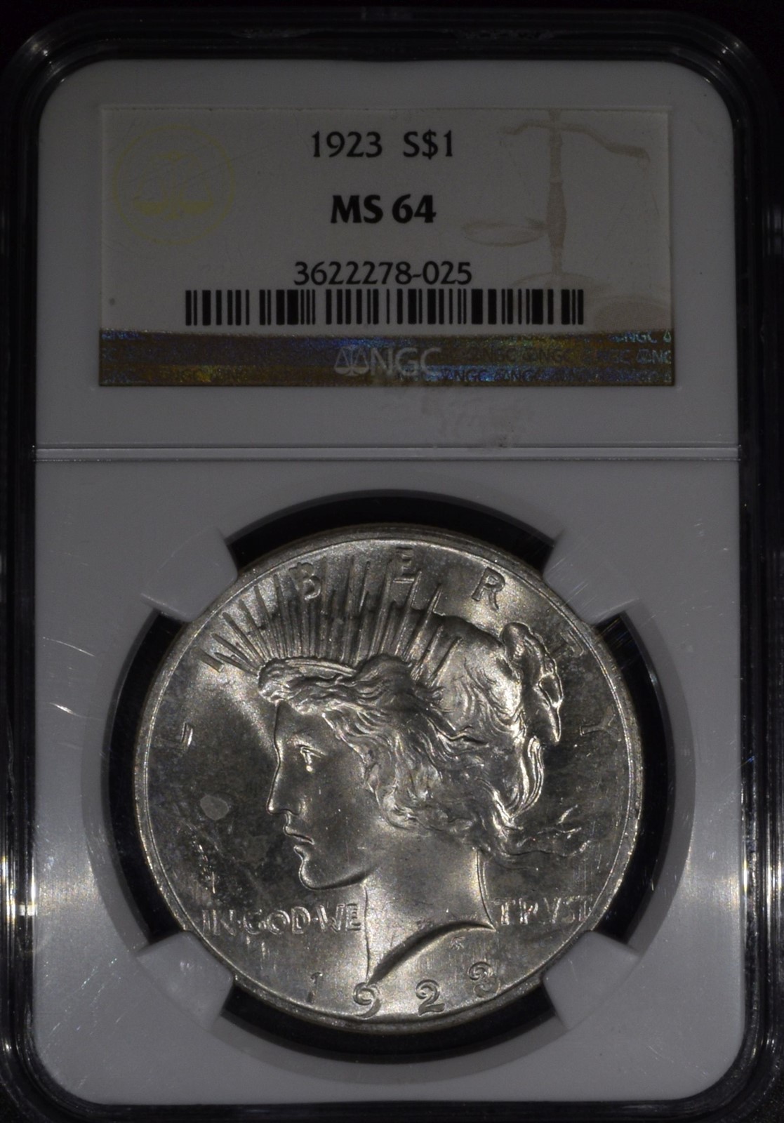 1923 Peace Silver Dollar "NGC MS64"