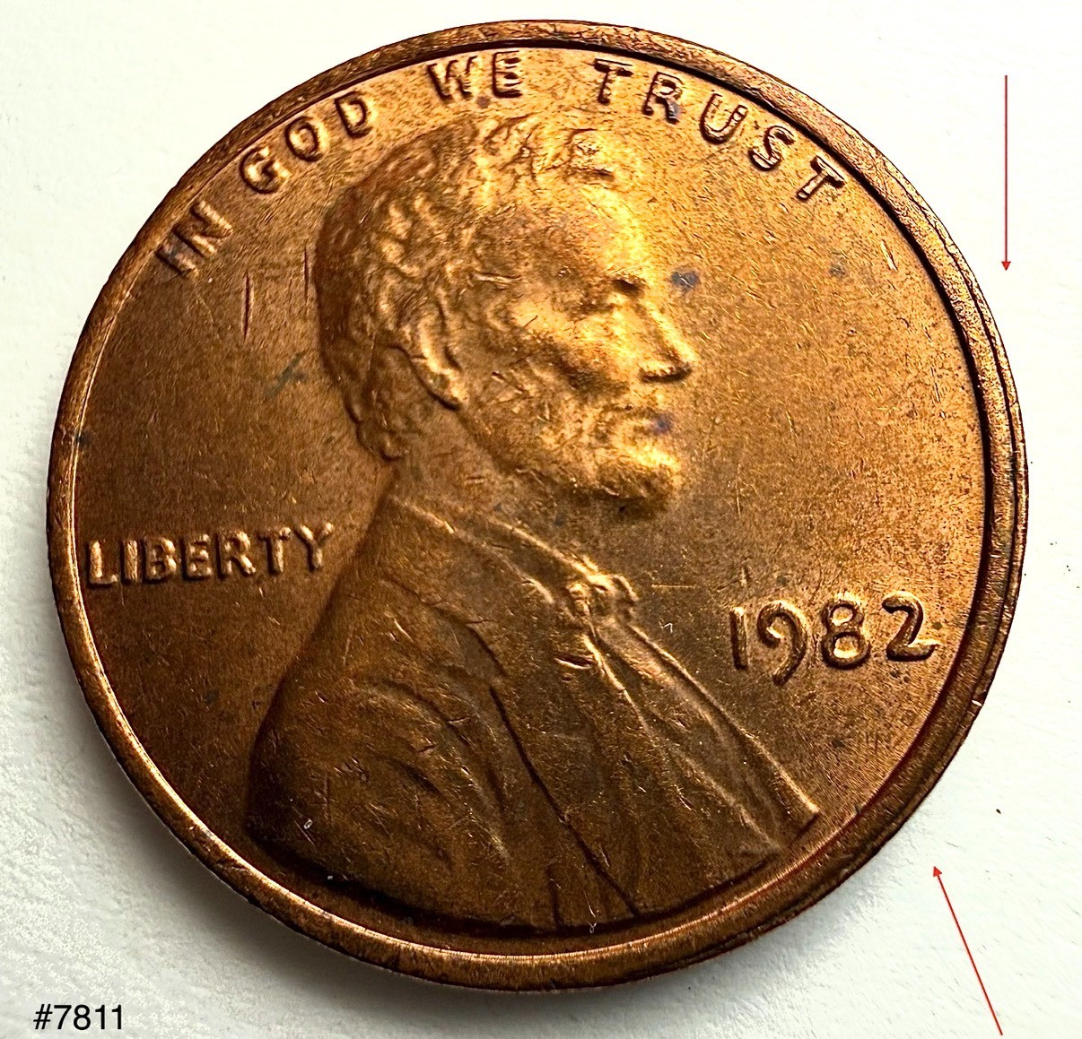 1982 Lincoln Penny • Unique Rim Variation • Copper Tone • Circulated