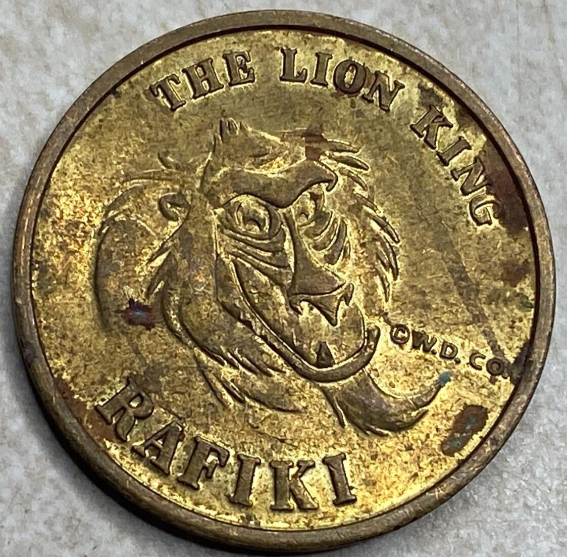 Walt Disney The Lion King WD Co Rafiki  1995 Magic Kingdom Amusement Token T7992