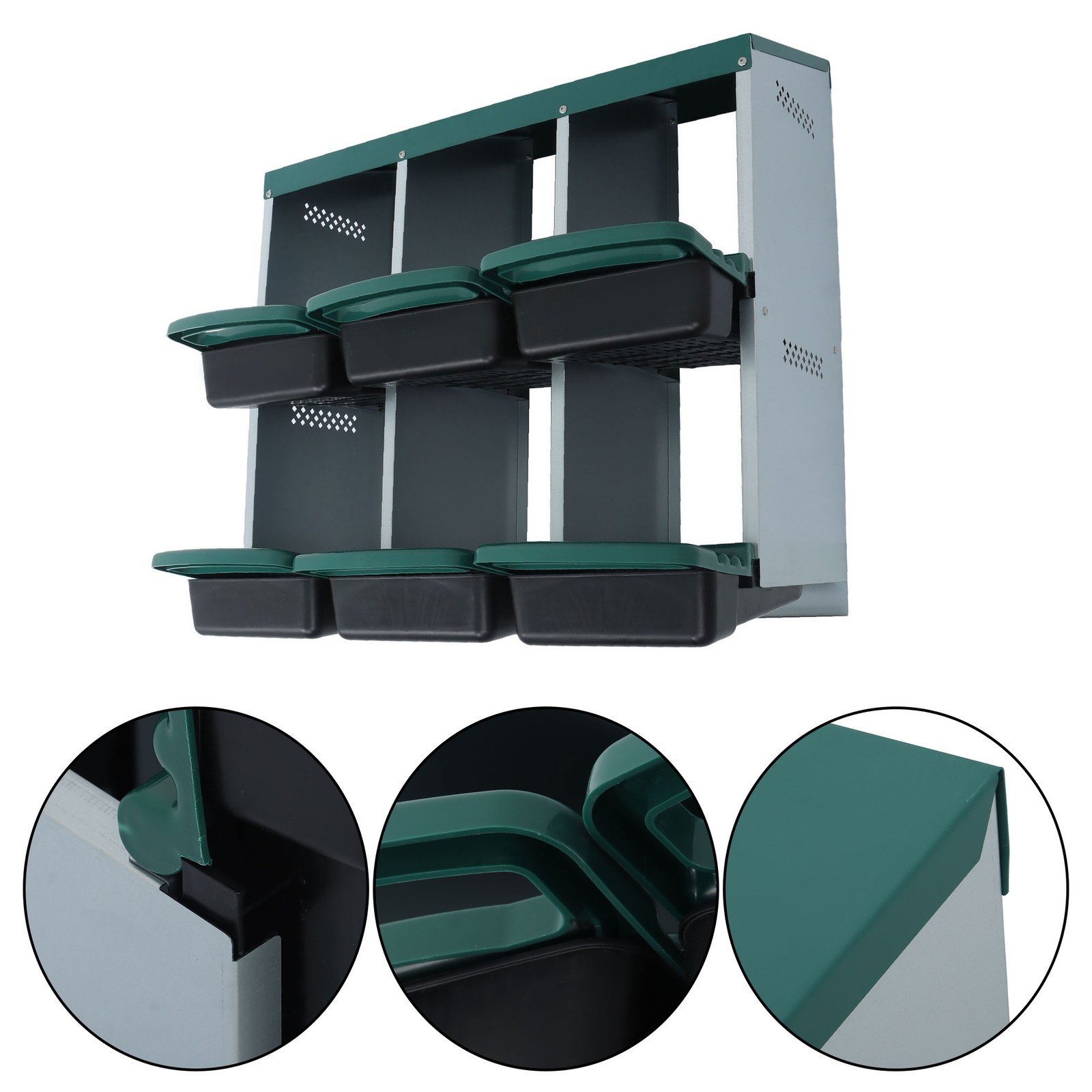 Chicken Nest Box 6 Hole Chicken Egg Metal Poultry Box Wall Mount Large Vent Hole