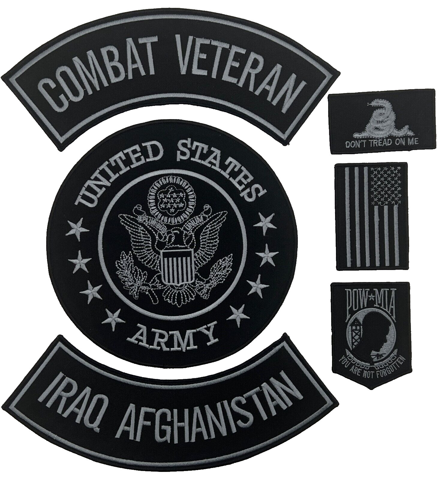 U.S. ARMY SEAL COMBAT VET. IRAQ AFGHAN MILITARY MOTORCYCLE VEST LOT OF 6 PATCHES