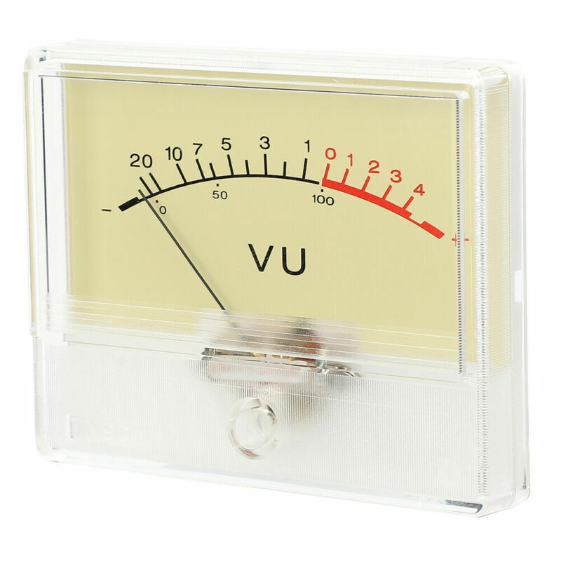 VU Meter Header with Light Bulb Audio Device Panel Amplifier Level Indicator
