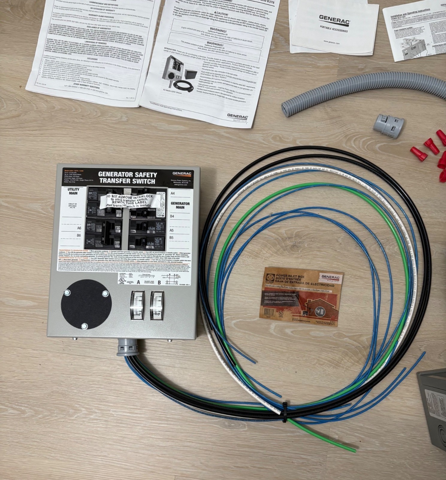 NEW (Open Box) Generac Manual Transfer Switch Kit Model 6294 Portable Generators