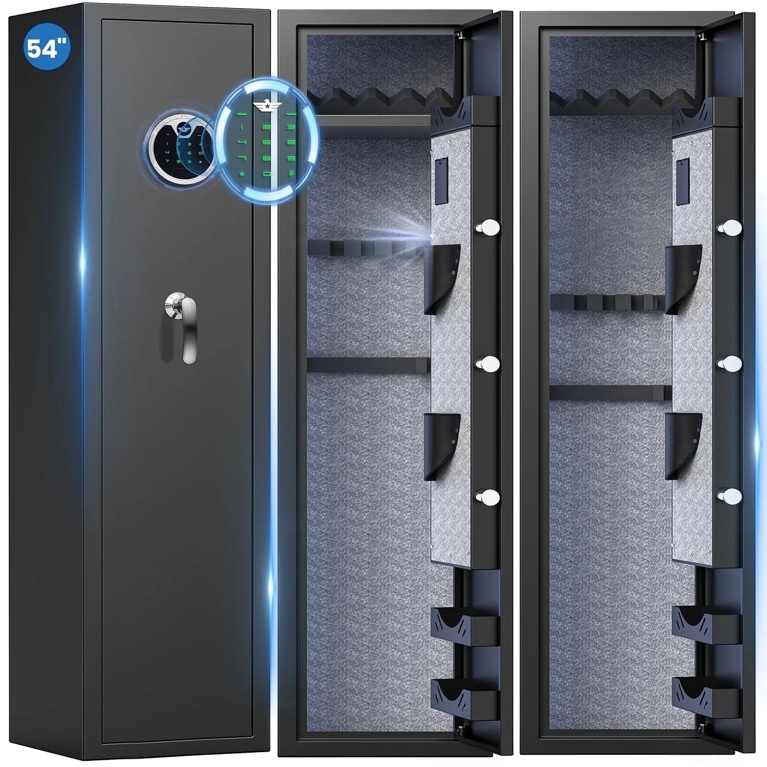 Gun Safe Cabinet 4-5 Rifle Shotgun Alarm System Ammo Box Fireproof