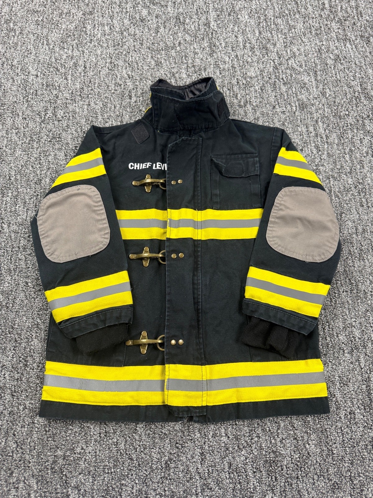 Aeromax Firefighter Jacket Boy 4-6 Fireman Clasp Elbow Patches Fire Dept Costume