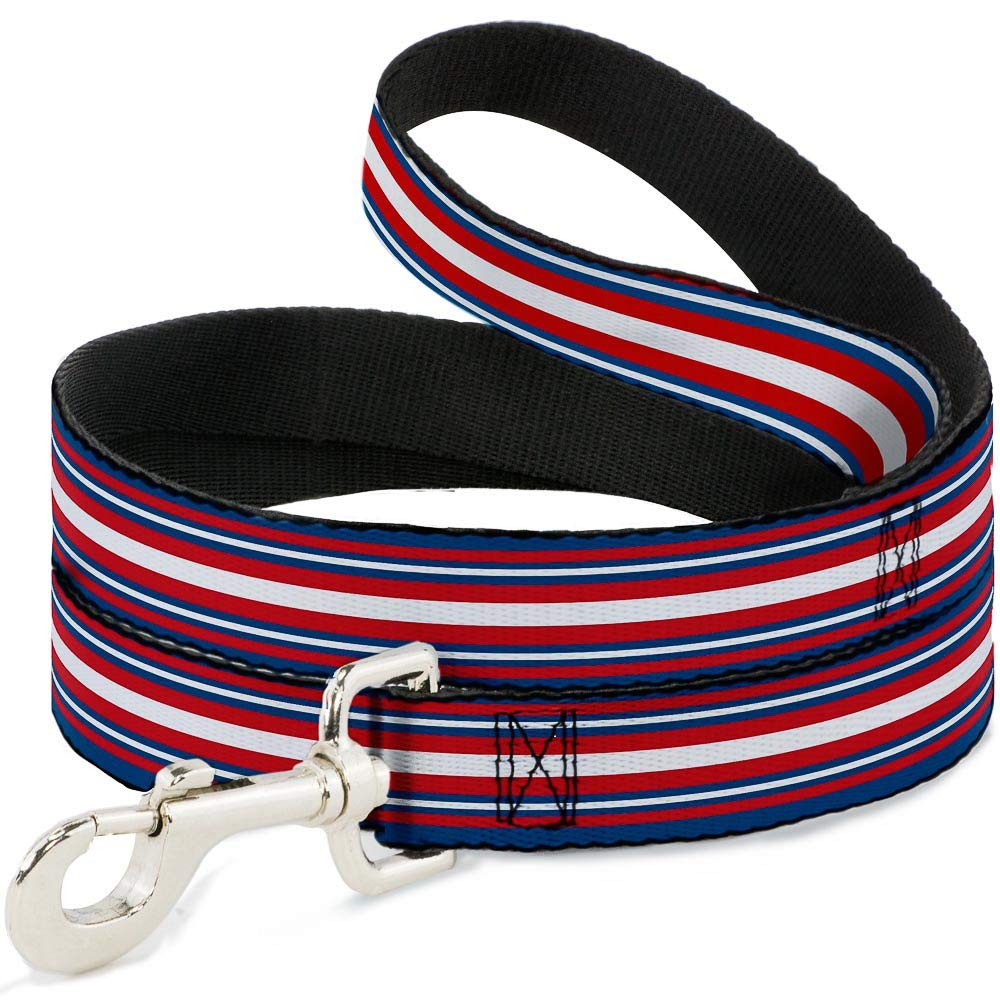 Dog Leash Striped Blue Red White 6 Feet Long 1.0 Inch Wide Heavy Duty