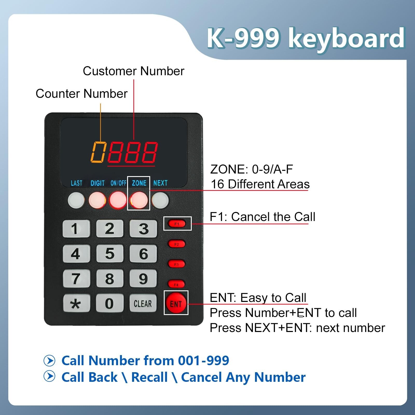 Wireless Queue Calling System Take a Number System with Voice Calling Waiting...