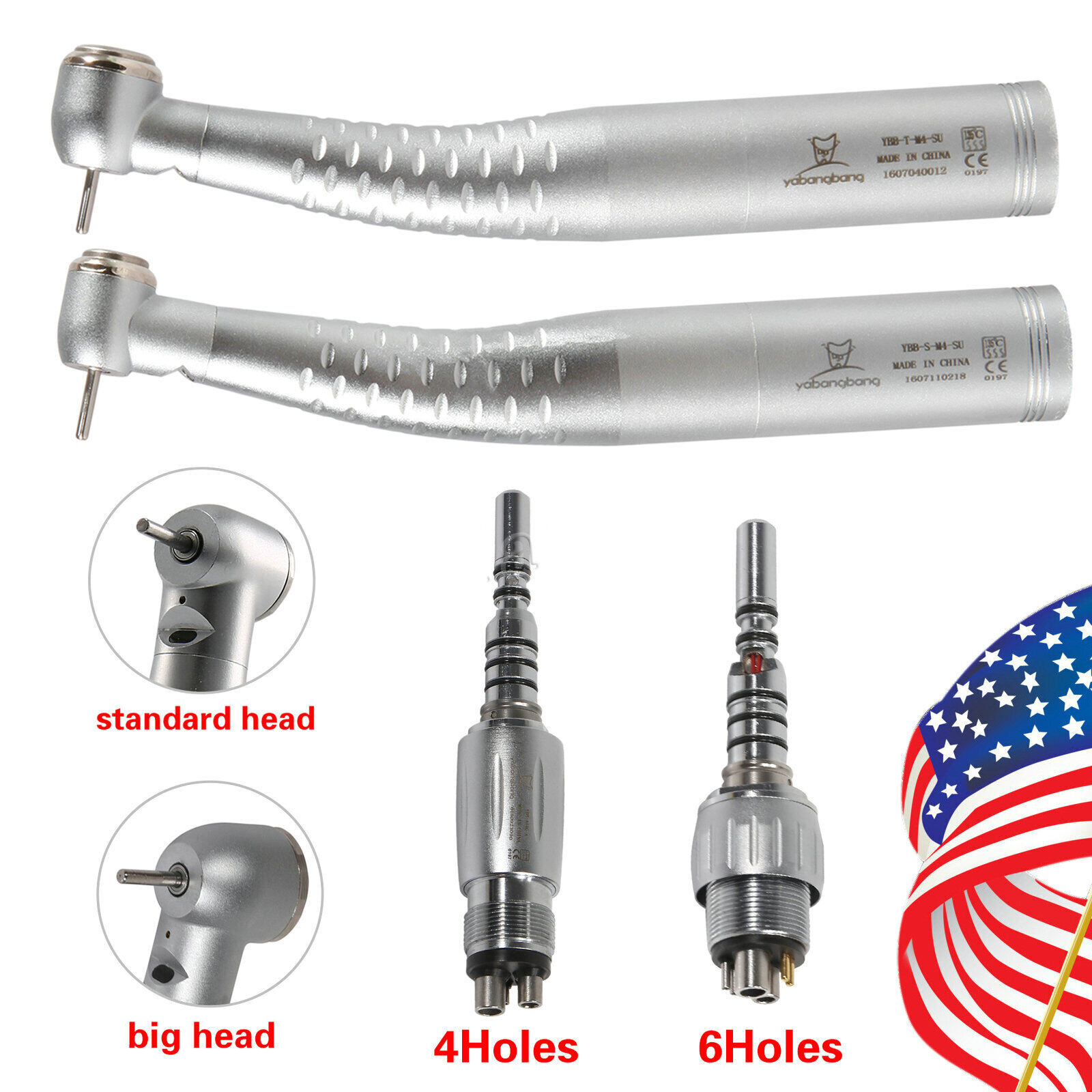 Dental Fiber Optic LED High Speed Turbine Handpiece Led Coupler 4/6Hole Fit KAV