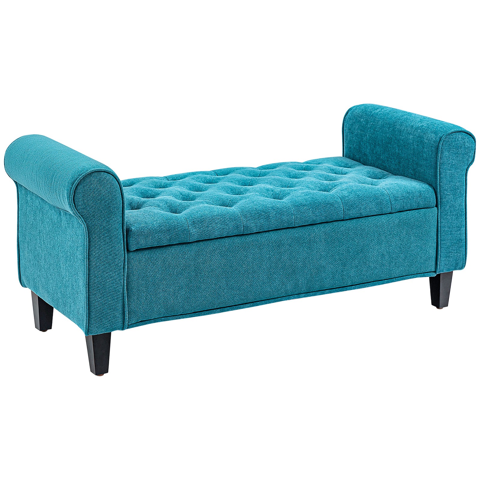 50 Inch Storage Ottoman Bench Button Tufted Upholstered Teal Bed Bench