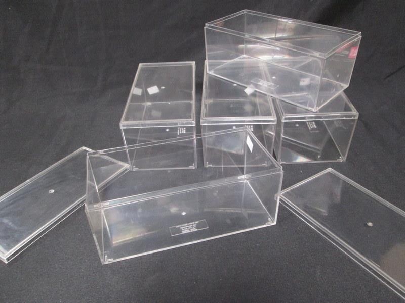 Lot of 7 Clear Acrylic Display Cases CUBBIE CUBE 9 L x 5 D x 4 T - Diecast Cars