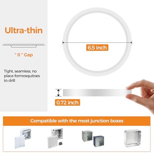 12Pack LED Flush Mount Ceiling Light, Dimmable & 100W 6.5in-12Pack White