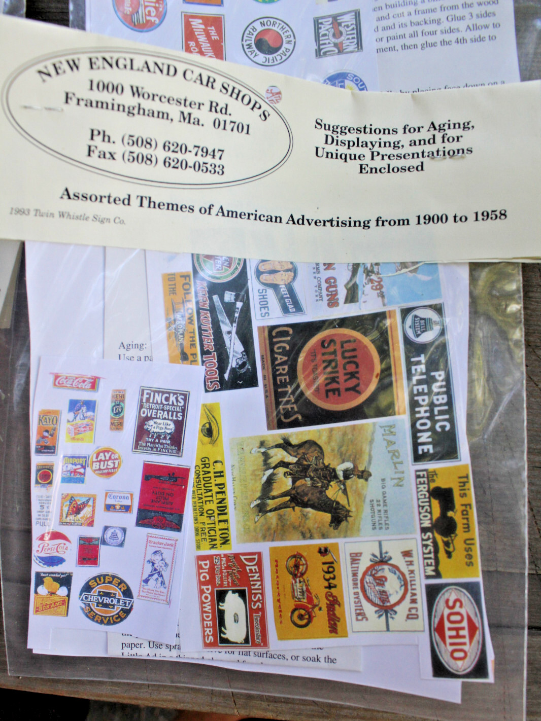 9 Packs of Vintage Little Ads Posters & Billboards for O Scale