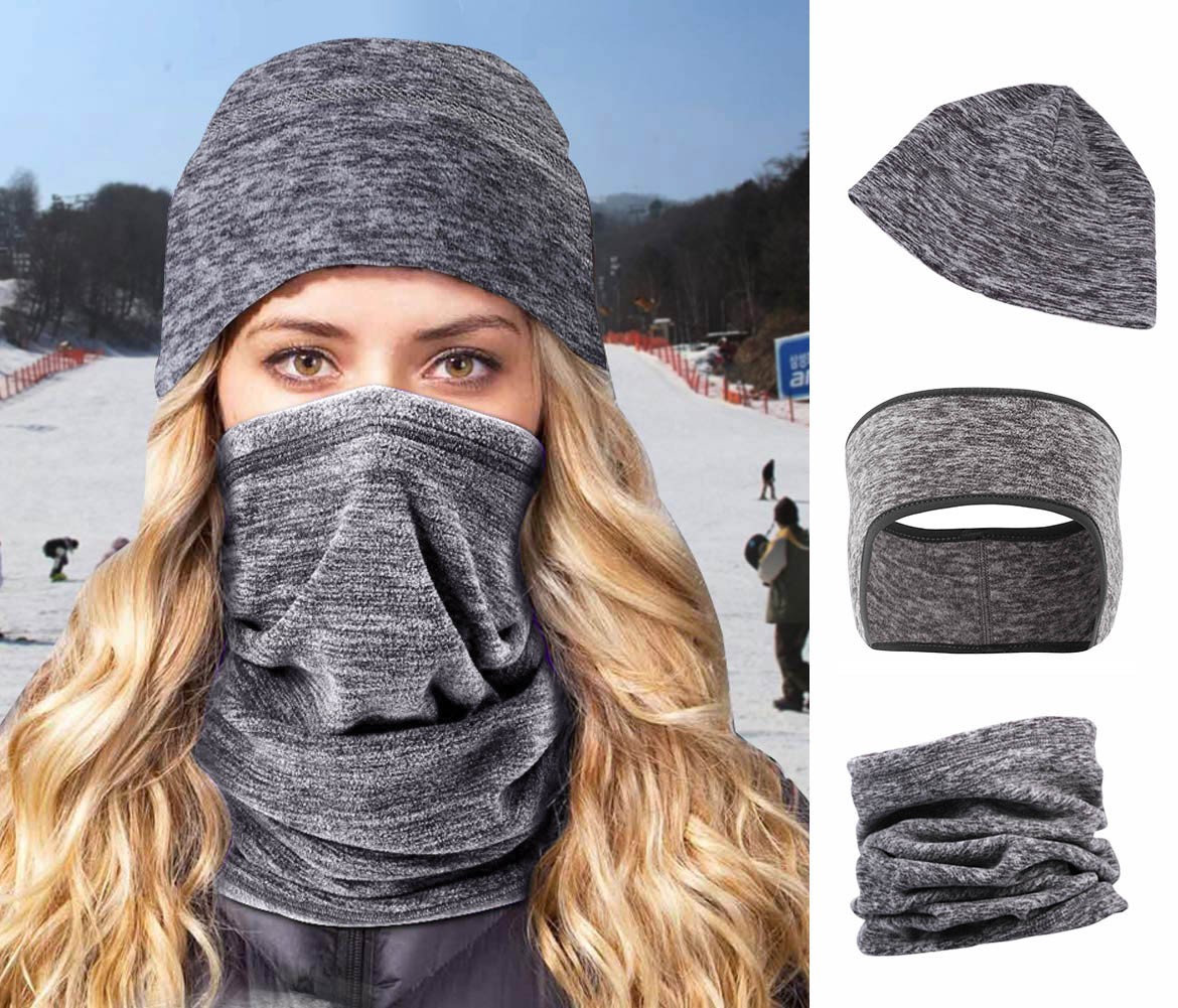 Hiking & Motorcycling Winter Hat Neck Warmer Headband Set Warm Gift