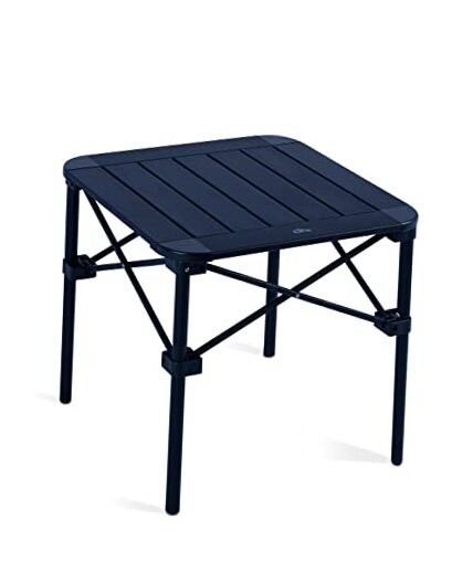 Lightweight Stable Alu. Folding Square Table Roll Up Top with Small Dark Black