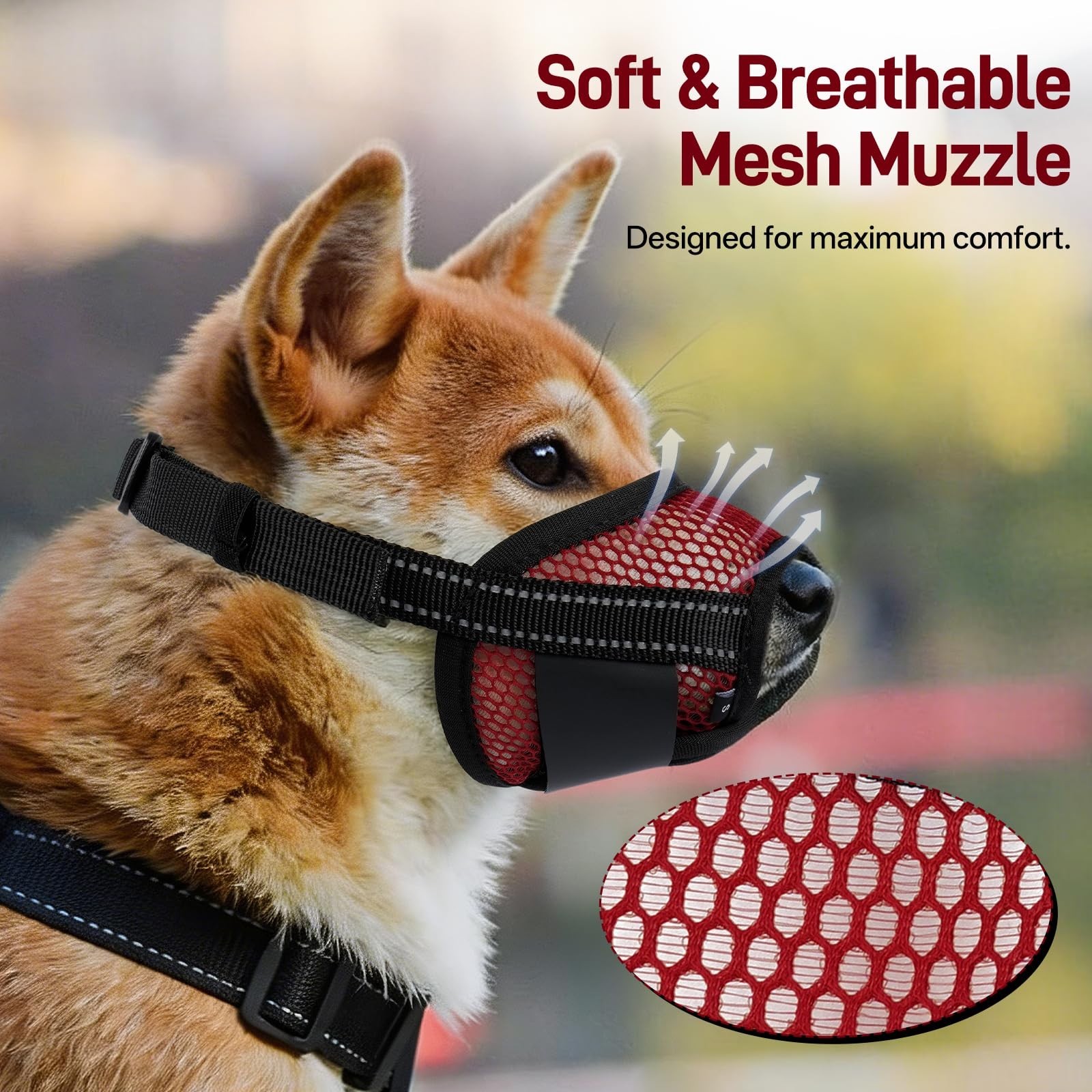 2-Pack Soft Air Mesh Dog Muzzles - Anti-Biting, Barking, Chewing, Adjustable for
