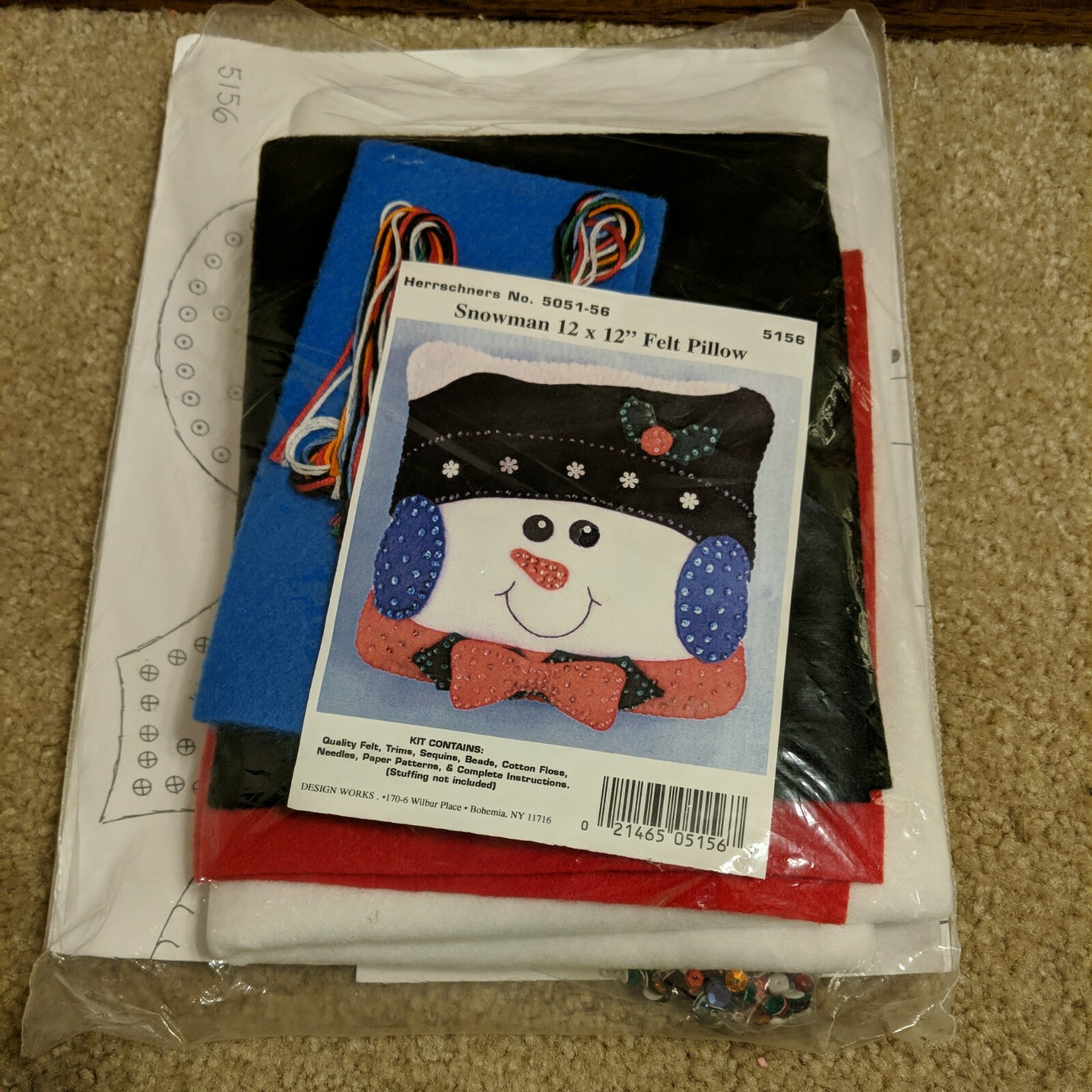 Herrschners®  SNOWMAN Felt Pillow Front 12 x 12 inches