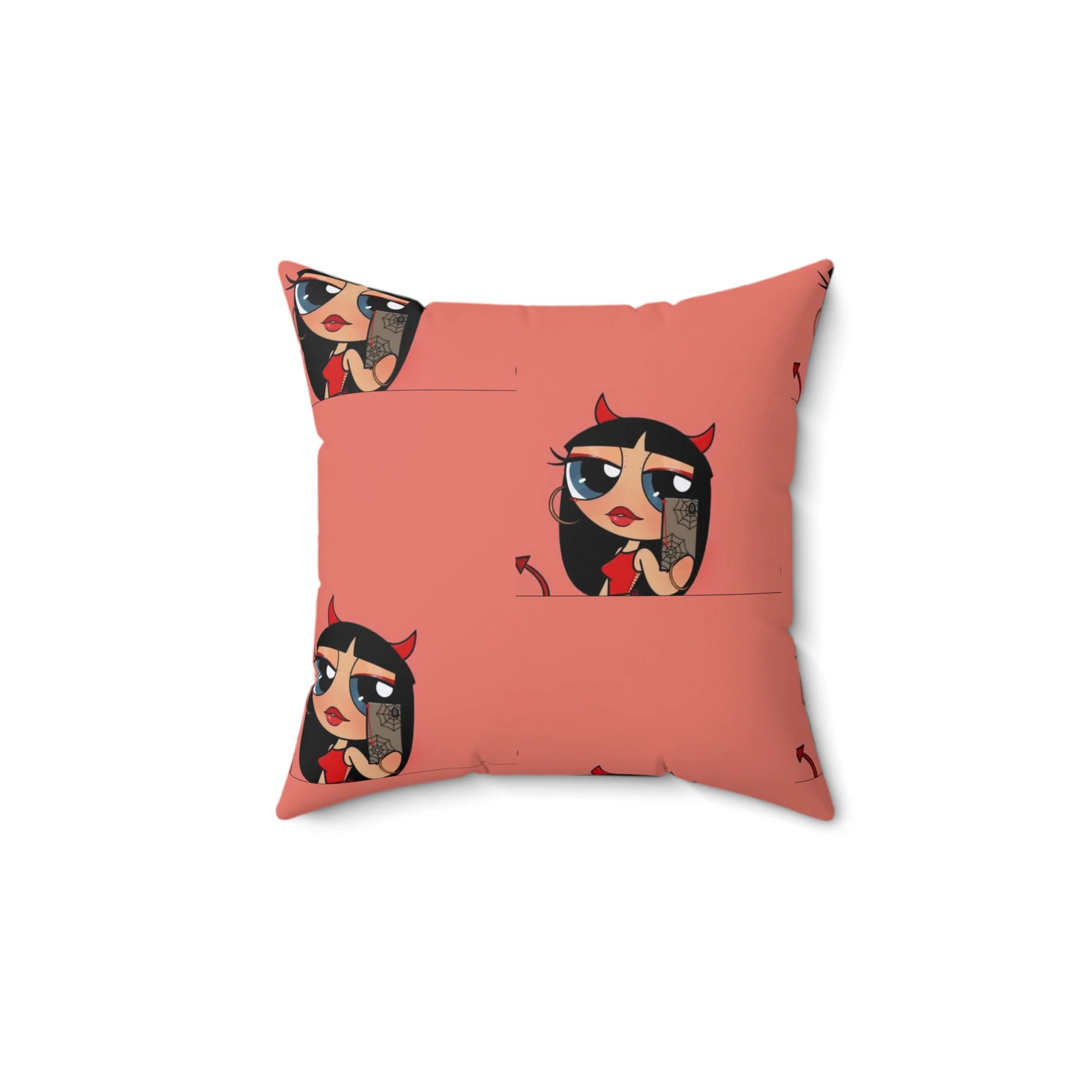 Devilish ImJustAGirl🫧~ Faux Suede Square Pillow