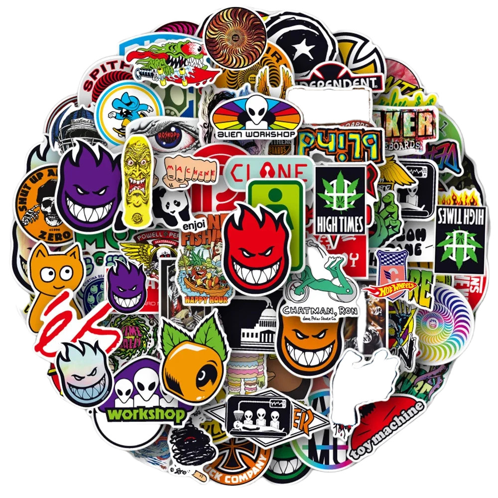 100 Piece Cool Fashion Skateboard Stickers for Suitcase Laptop and Luggage