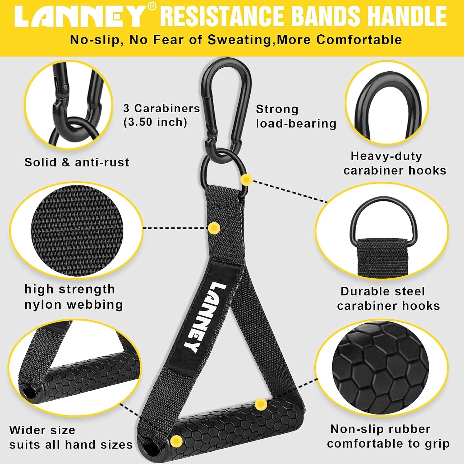 , 35" Triceps Pull Down Rope LAT Pulldown Attachments, Home Gym Accessories S...