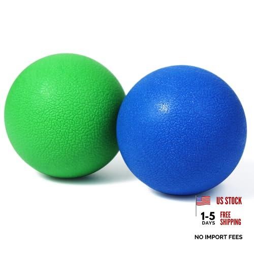 2-Pack Firm Lacrosse Massage Balls - Green & Blue - Deep Tissue