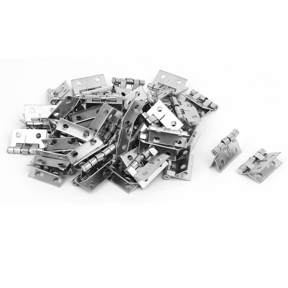 Wooden Case Box Spring Loaded Hinges Silver Tone 26mmx31mm 50pcs