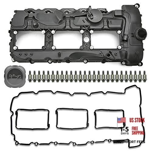 N55 Engine Valve Cover with Gasket Bolts Kit & Oil Cap for BMW 2010 Black-New