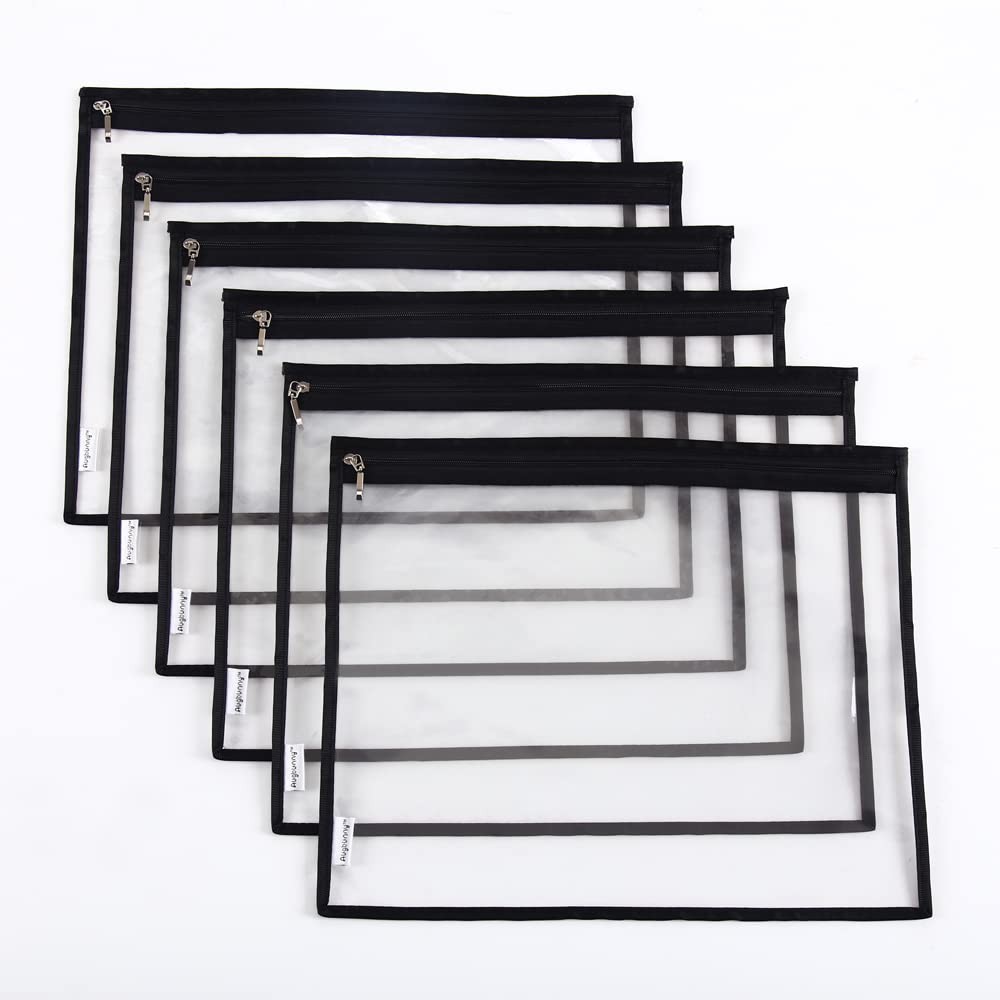 6 PCS Clear PVC Organizer Bag Pouch Zipper Closure Water Resistant Storage