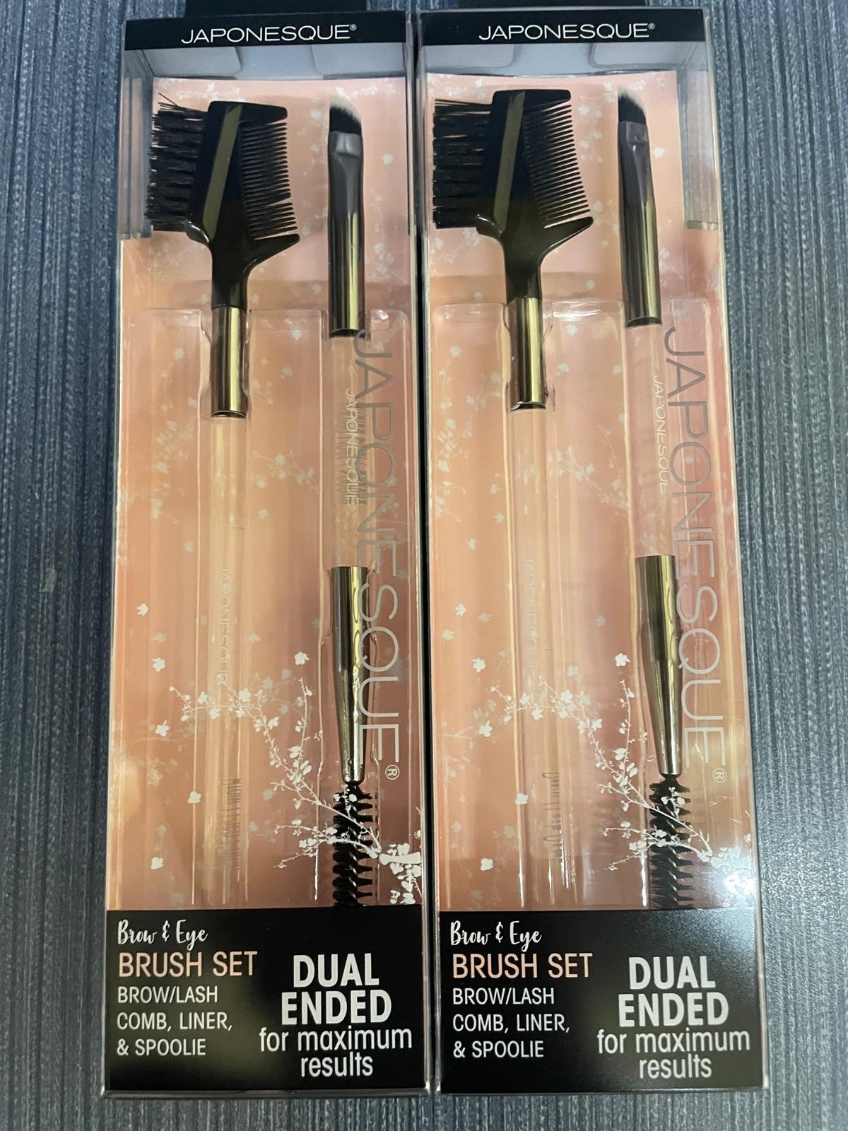 2 Pack x JAPONESQUE Brow & Eye Brush Set Brow/Lash Comb, Liner, & Spoolie