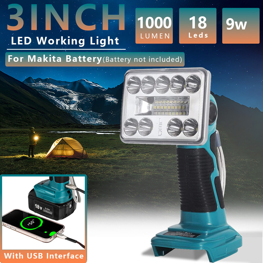 1000LM 9W LED Work Flash Light Torch For Makita 18V Li-ion Battery BL1860 BL1850