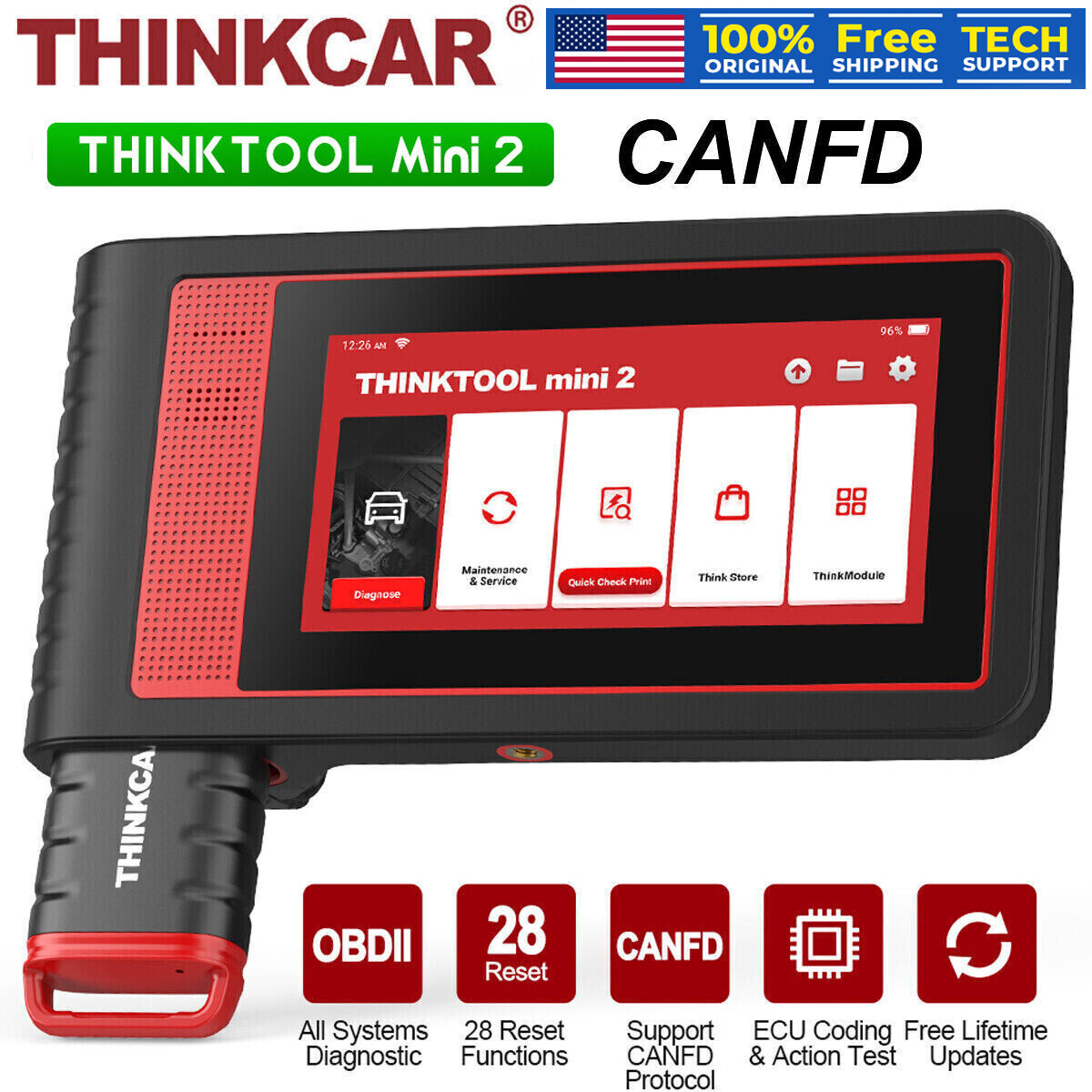 Thinktool Mini2 All System Car Diagnostic Tool BiDirectional OBD2 Scanner CAN-FD