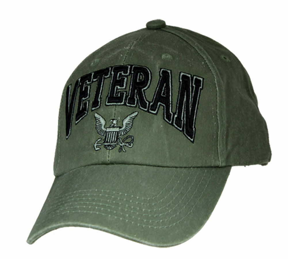 U.S NAVY VETERAN HAT EMBROIDERED 3D RAISED LETTERS MILITARY BALL CAP OD GREEN