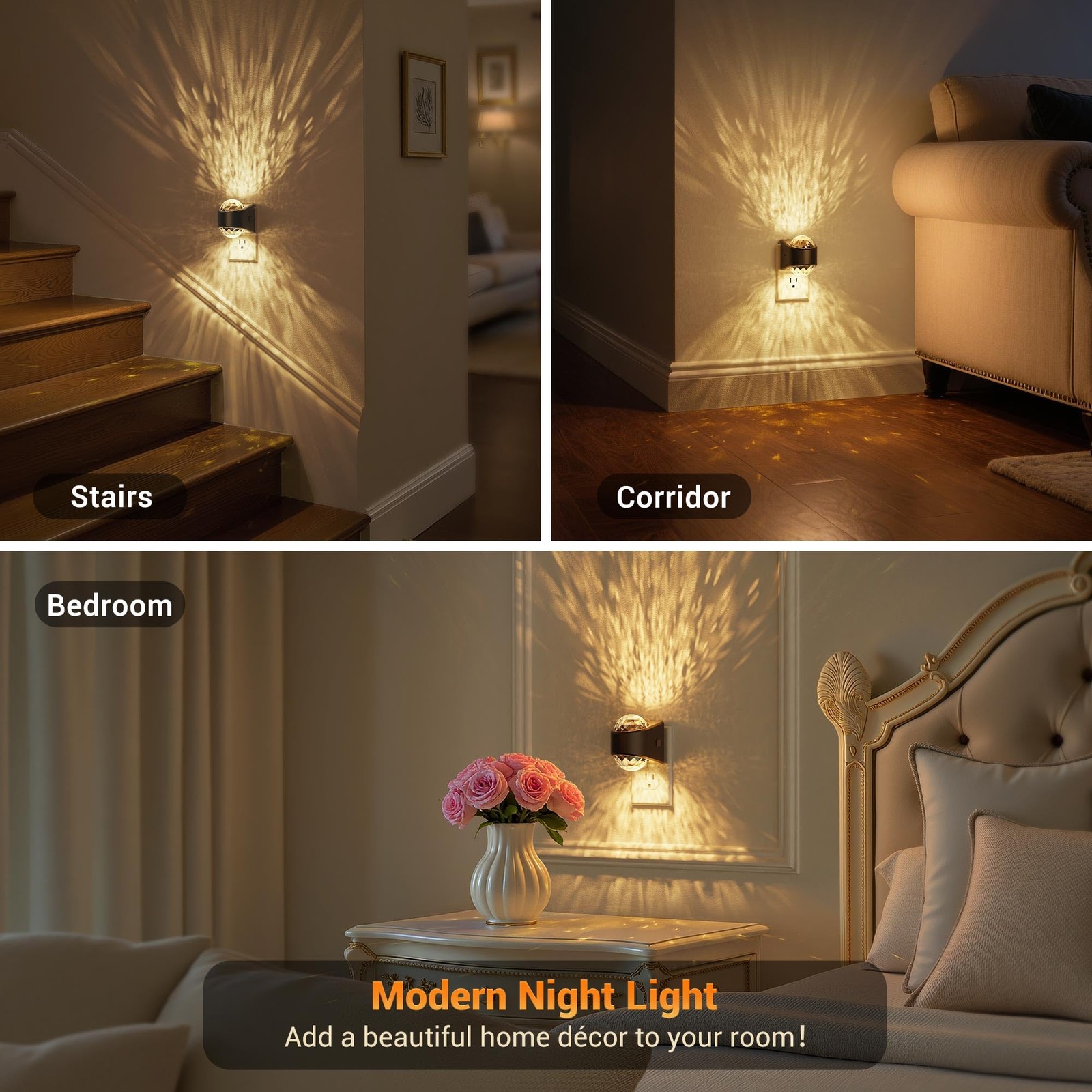 Night Lights Plug into Wall, Star Projector Night Light with 3000K Soft White...