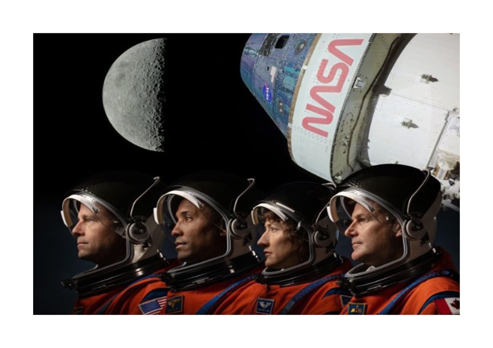 Artemis 2 crew 3 NASA A4 mounted reproduction poster with choice of frame