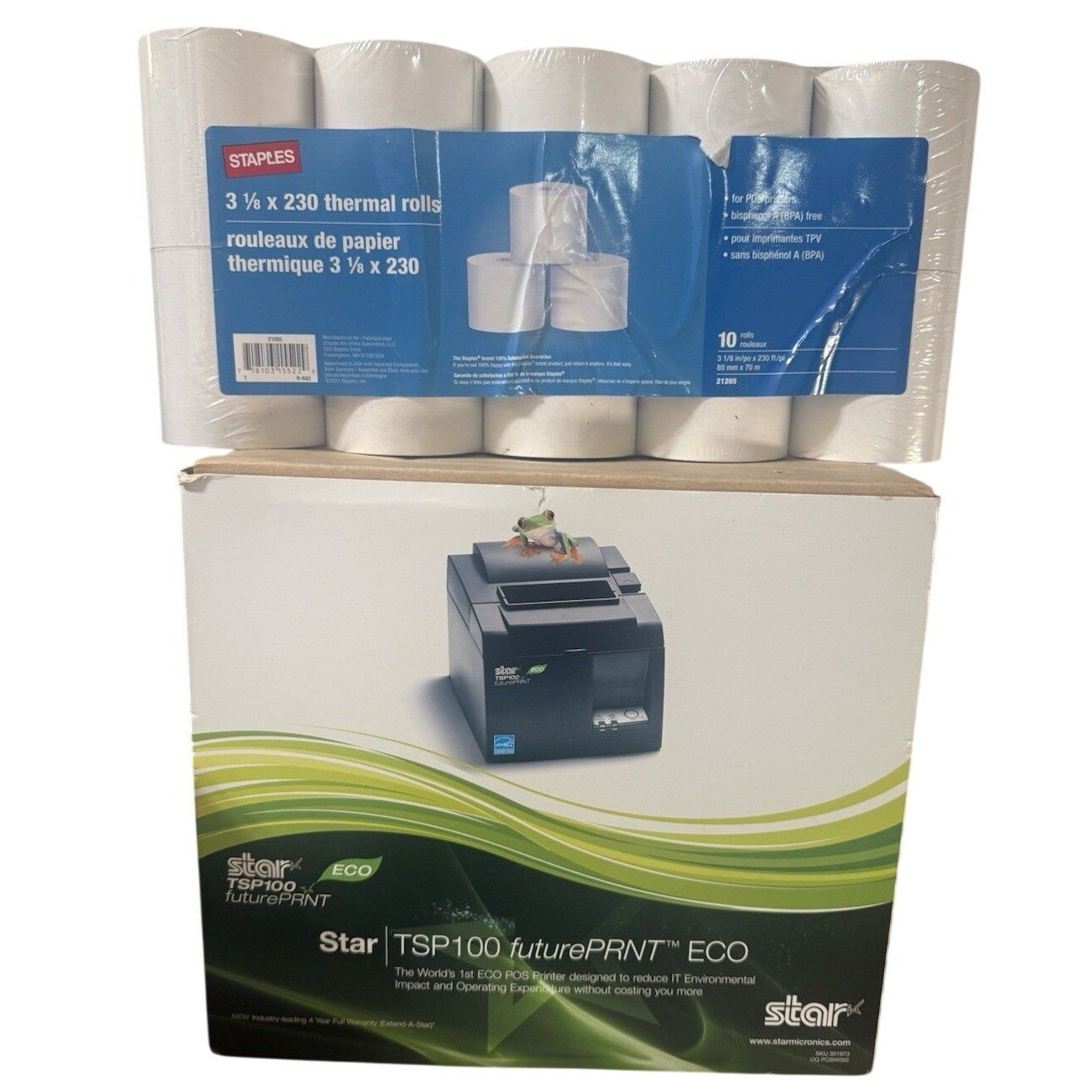 Star Micronics TSP100 futurePRNT ECO Thermal Printer & 10 NEW Thermal Rolls