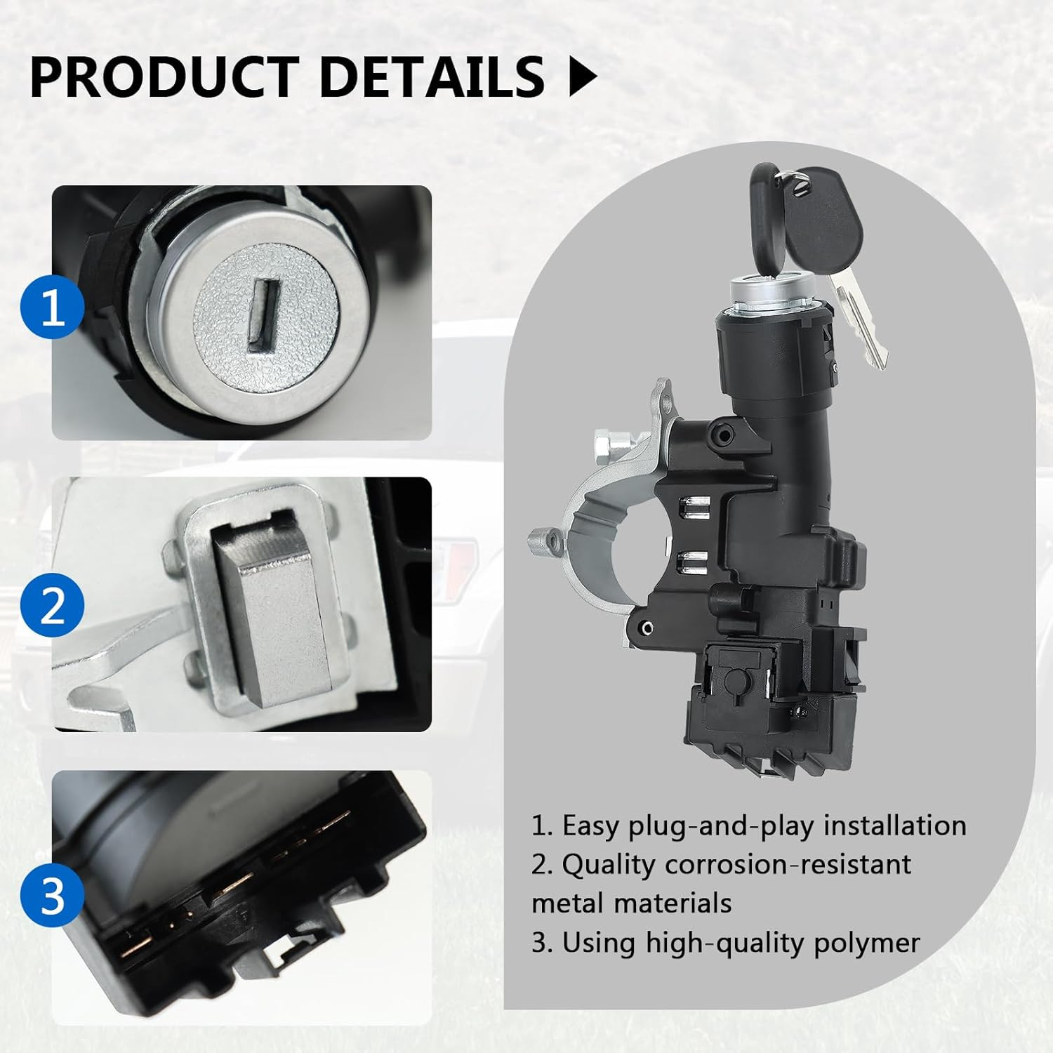 Ignition Lock Cylinder Assembly W/ Chip Keys For 08-11 Ford Focus Escape Mercury