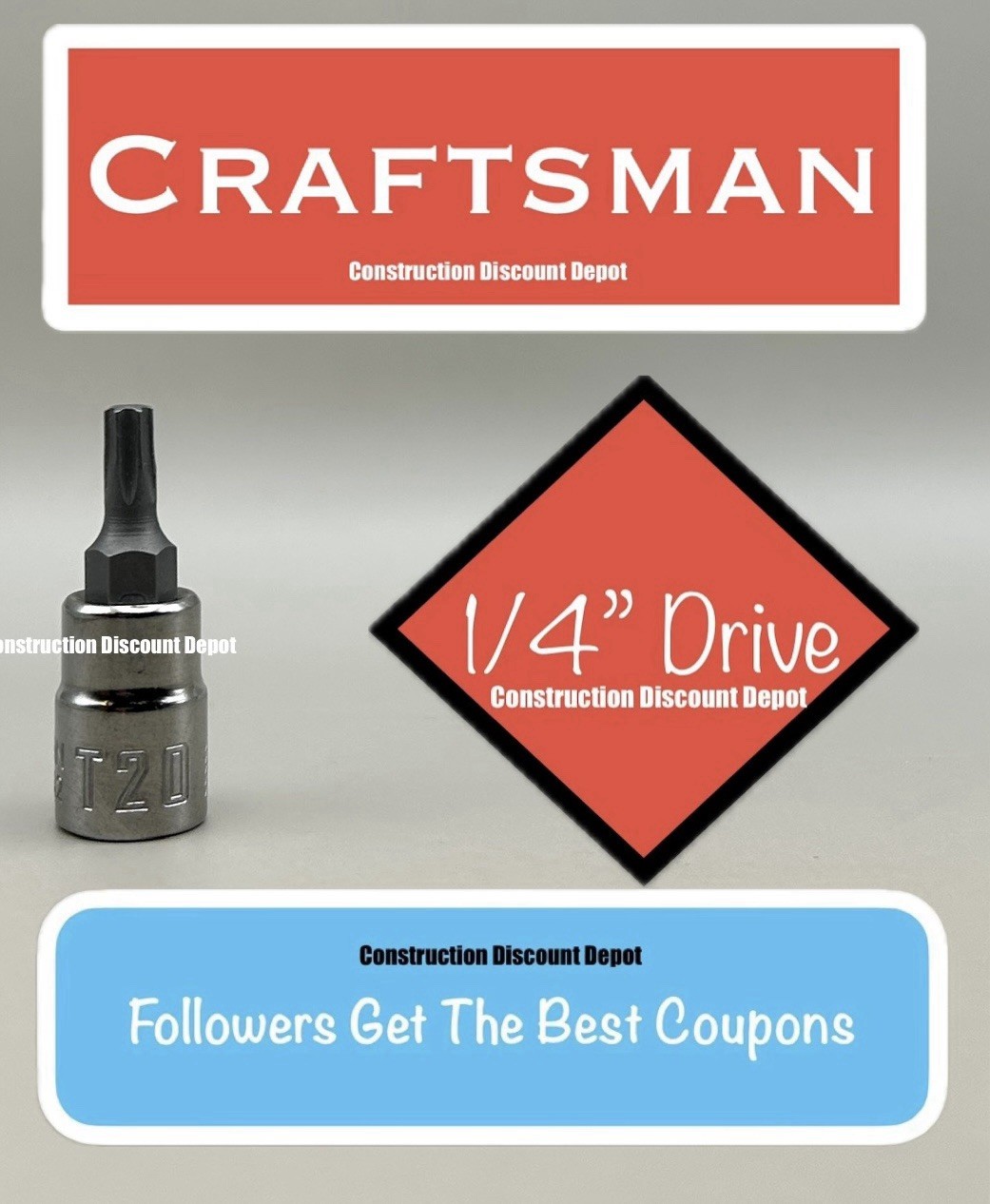 Craftsman T20 Torx  Bit 1/4" In. Drive Socket CMMT42662 T-20 Torx