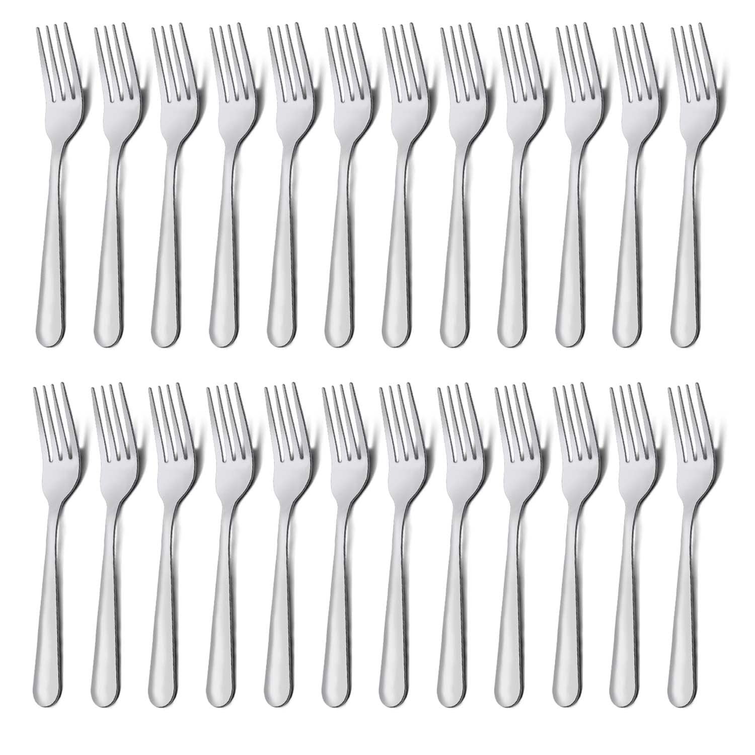 24 Count Stainless Steel Dinner Forks, Mirror Finish Silverware for Restaurant