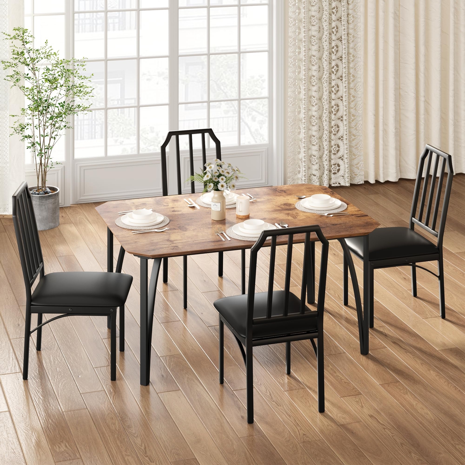 5 Piece Dining Room Table Set ,Home Kitchen Table and Chairs for Small Space NEW