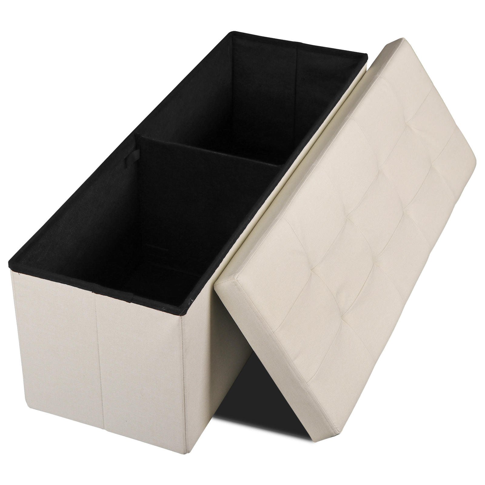 43" High Folable Storage Ottoman Bench Storage Stools Footrest Home Decor Beige
